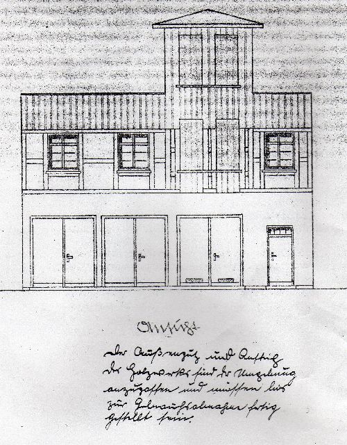 21.09.1937 Neubau des Feuerwehrhauses inkl. Steigerturm  An der Hauptstraße